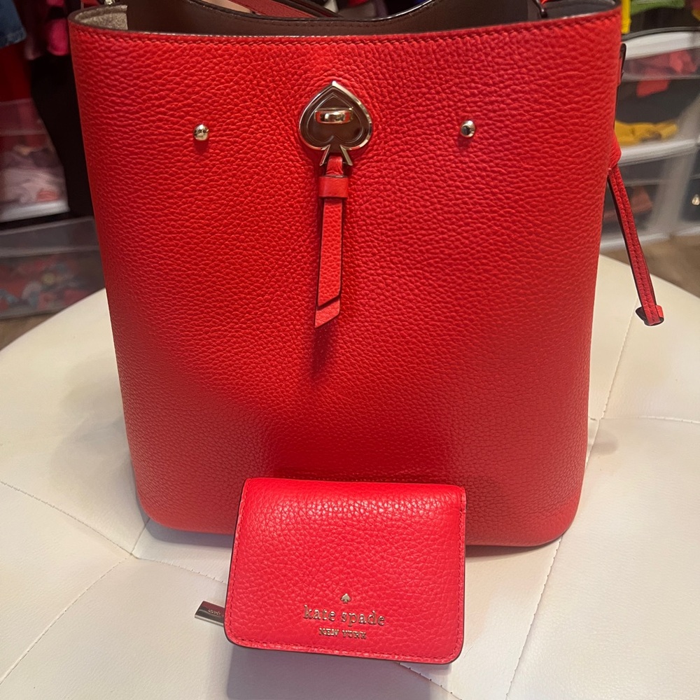 Kate Spade Red Leather Tote Bag